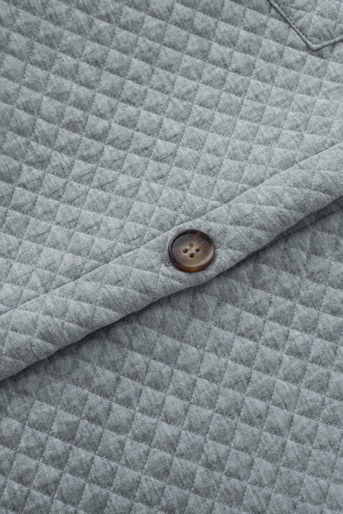 Lattice Texture Retro Flap Pocket Button Shacket